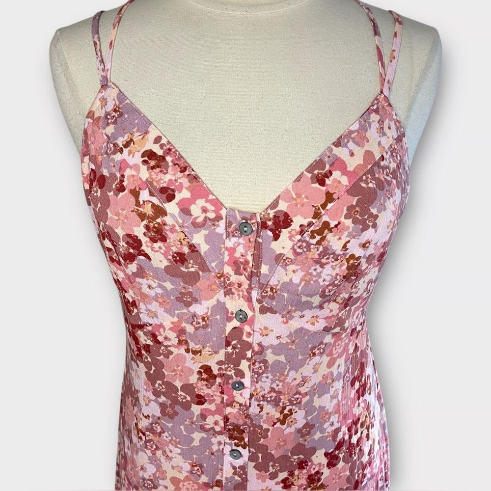 Promesa Women's Flower Pink Dress with Buttons | M - Picture 2 of 4